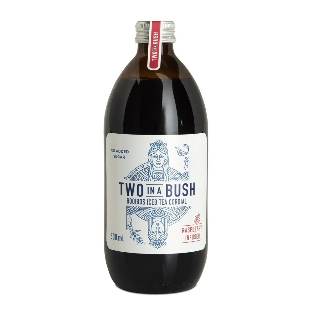 two in a bush raspberry rooibos cordial 500ml