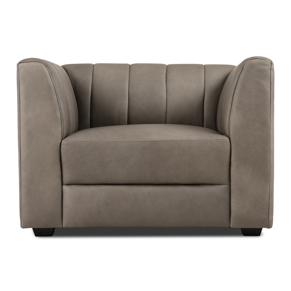 Alexa 1 Seater Leather Couch Okovango Grey