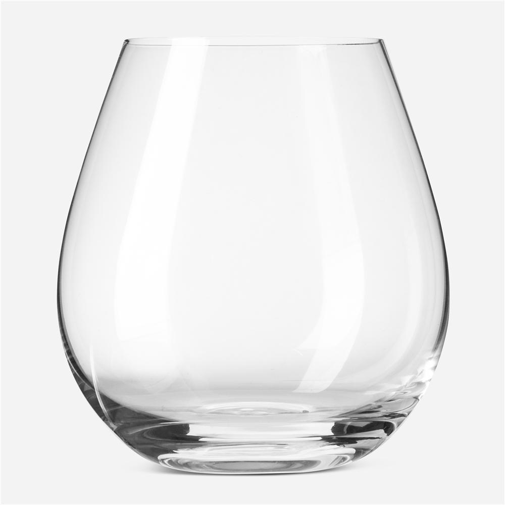 crystal stemless red wine glass