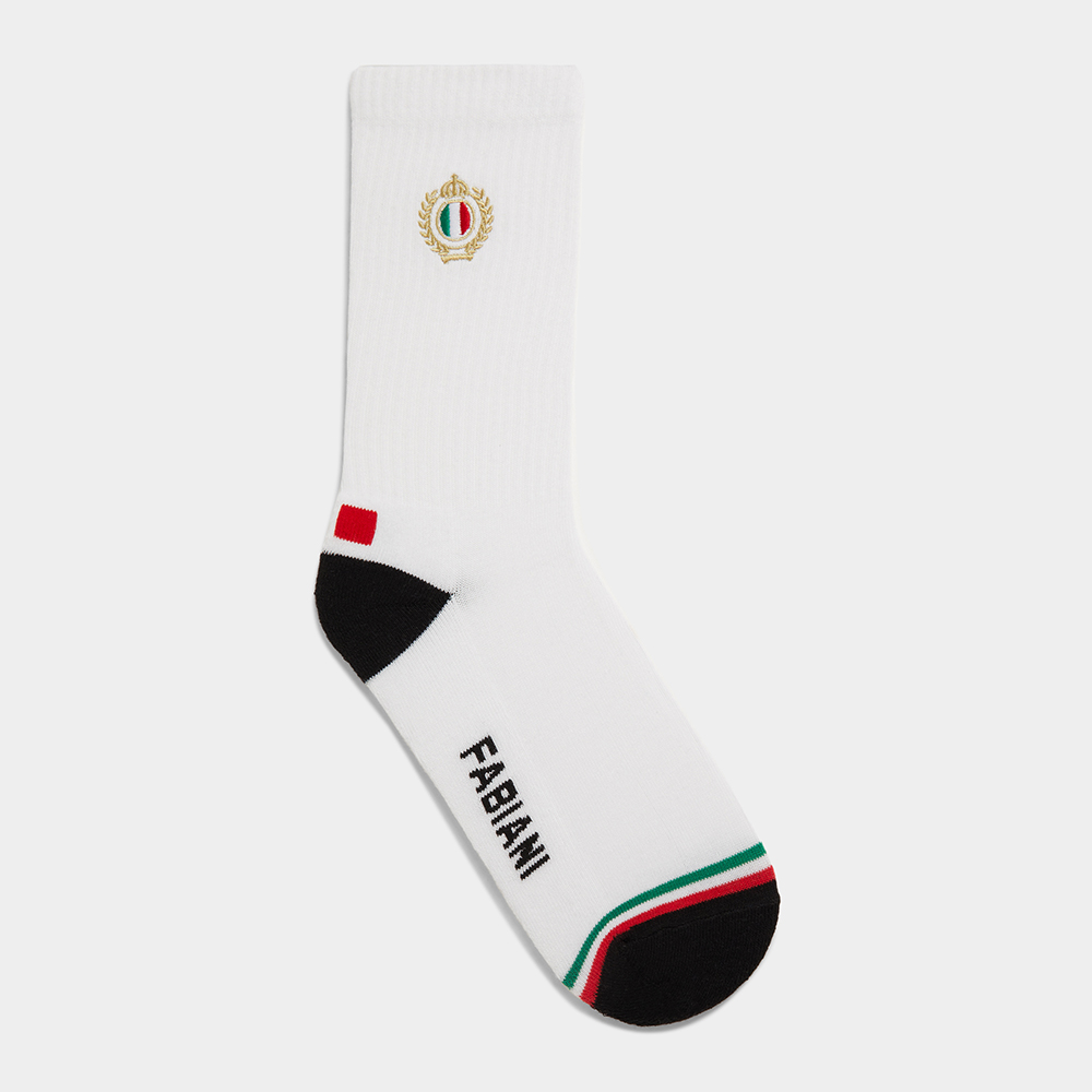 Fabiani Men's Embroidered White Shaft Socks
