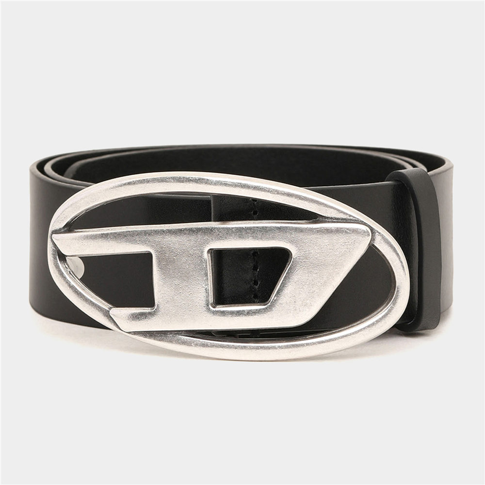 Men's Diesel Black Oval D Logo Belt