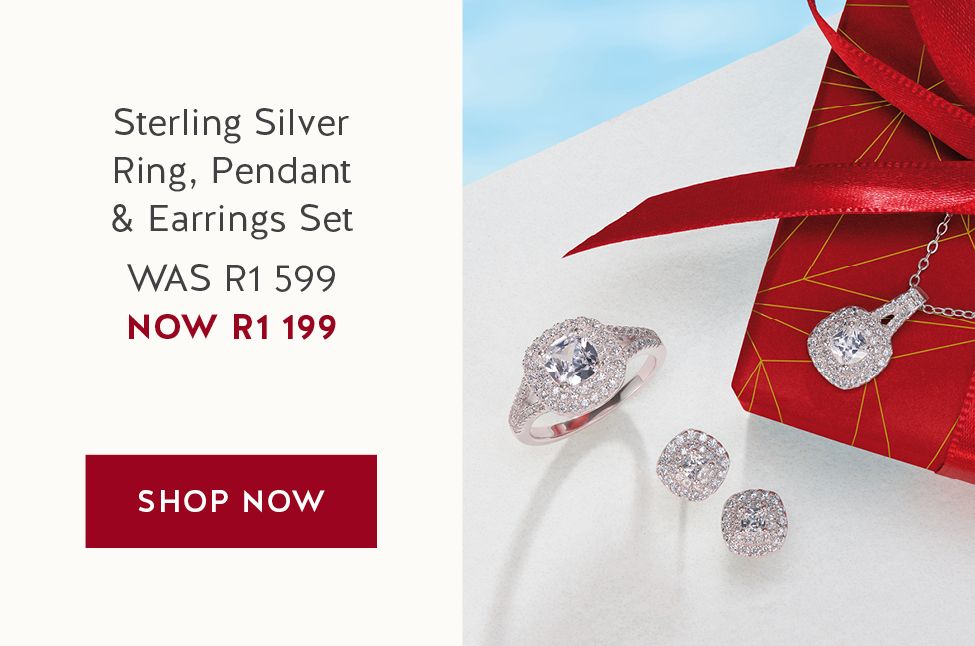 Sterling Silver Ring, Pendant & Earrings Set, NOW R1 199