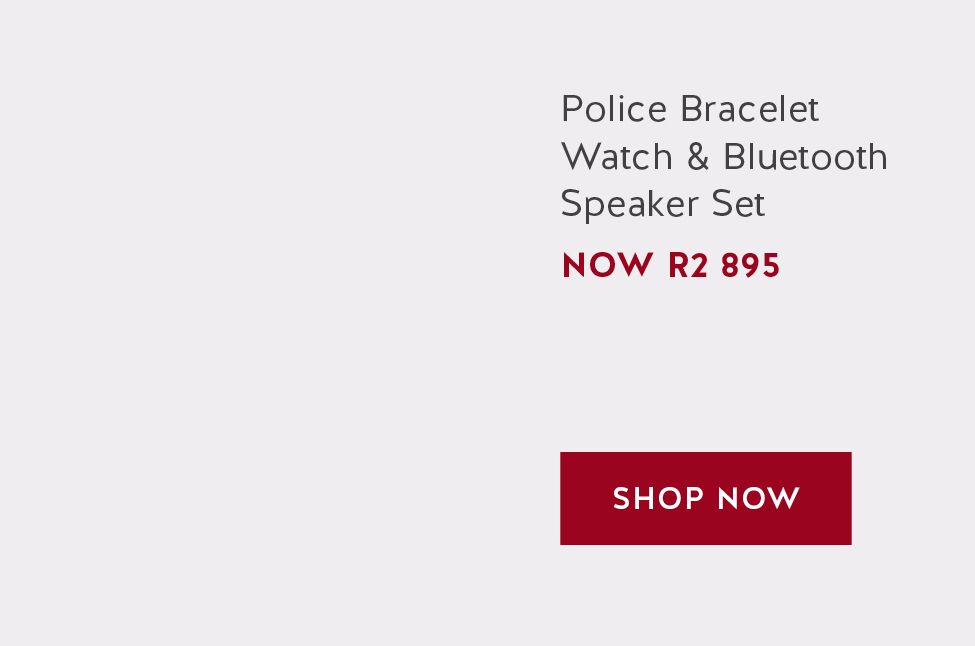 Police Bracelet Watch & Bluetooth Speaker Set, NOW R2 895